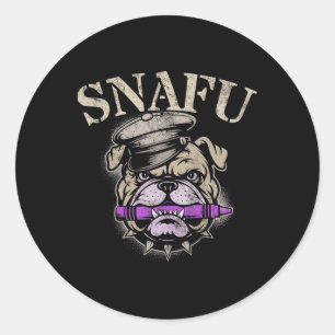 Sticker Rond Fière Snafu Je Mange Crayons Corp Équipe Militaire