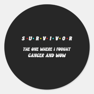 Sticker Rond Fière survivante du cancer du sein poumon peau côl