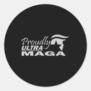 Sticker Rond Fièrement Ultra Maga Trump Anti Joe Biden Ultra Ma