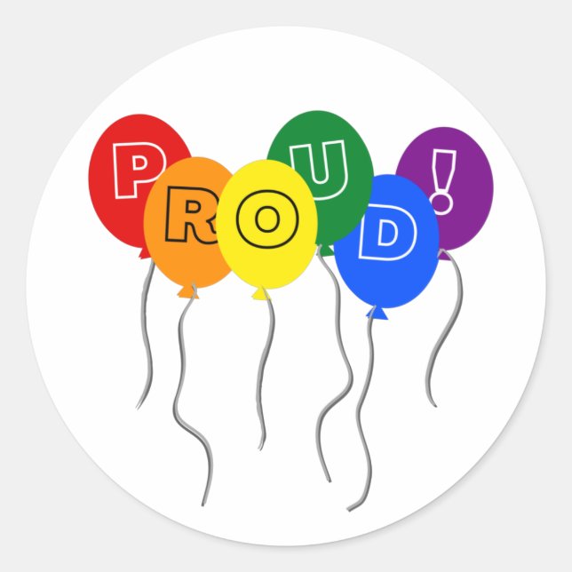 Sticker Rond Fiers ballons couleur LGBTQ Pride (Devant)