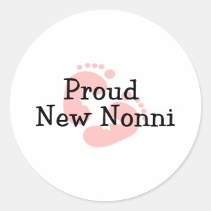 Sticker Rond Fiers Nouveau Nonni Baby Girl Footprints