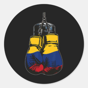 Sticker Rond Fiers Patrimoine Colombie Drapeau Gants de boxe