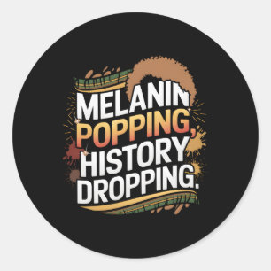 Sticker Rond Fierté afro-américaine à mélanine éclatante Histoi