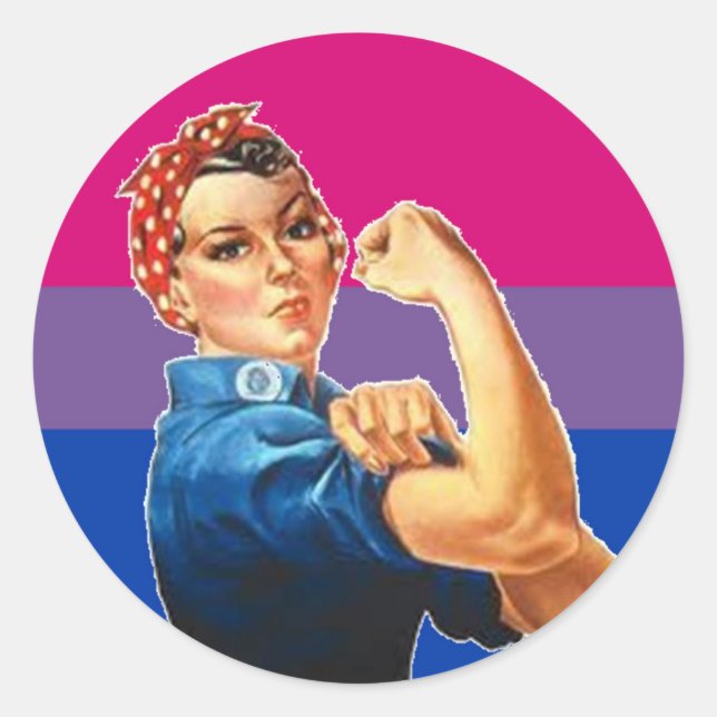 Sticker Rond Fierté bisexuelle de femme (Devant)