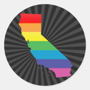 Sticker Rond fierté californienne. rayé.