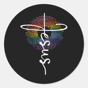 Sticker Rond Fierté chrétienne jésus lesbienne gay queer Lgbtq