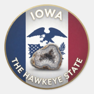 Sticker Rond Fierté de l'État de l'Iowa 🦅 Emblème de faucon