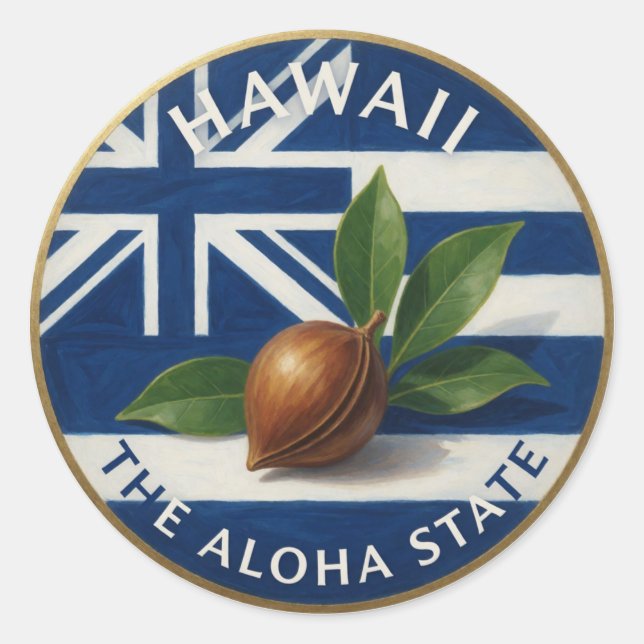 Sticker Rond Fierté de l'État d'Hawaii 🌺 (Devant)