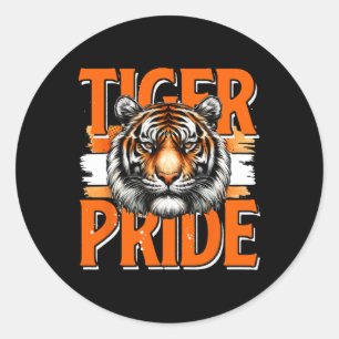 Sticker Rond Fierté de tigre vintage École de tigre Équipe spor