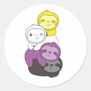Sticker Rond Fierté d'indicateur non binaire Lgbtq mignon Pile 