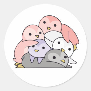 Sticker Rond Fierté Drapeau Cupioromantique Lgbtq Cute Penguin