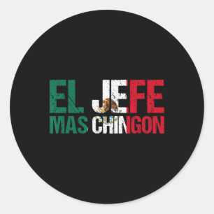 Sticker Rond Fierté Drapeau Mexicaine Cinco De Mayo El Jefe Mas