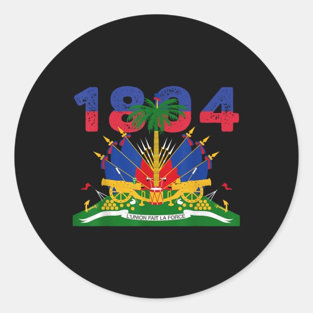 Sticker Rond Fierté du drapeau haïtien 1804 Fête de l'Indépenda (Devant)