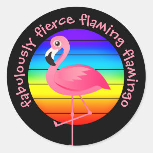 Sticker Rond Fierté du Flamant rose flamboyant