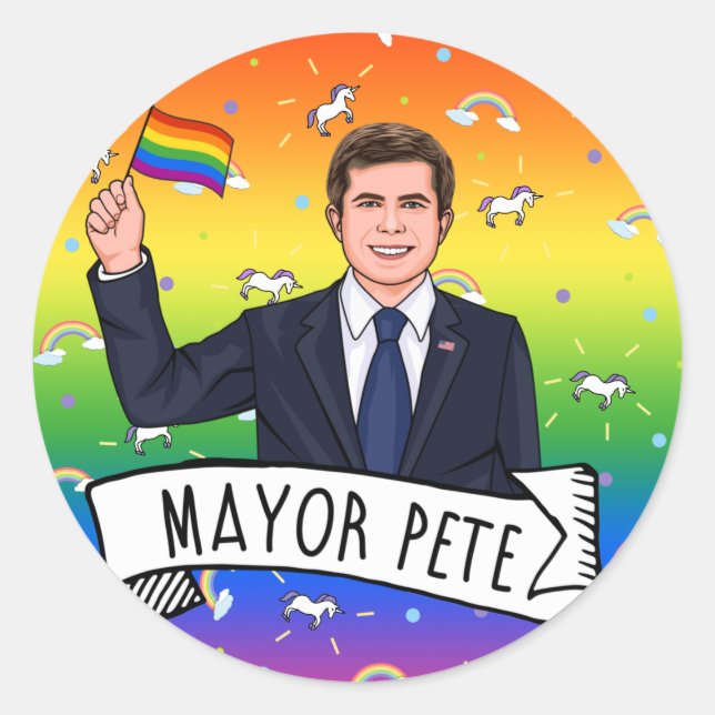 Sticker Rond Fierté du maire Pete (Devant)