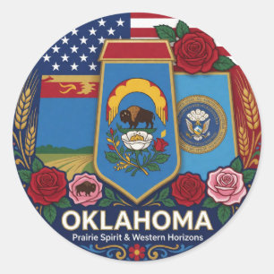 Sticker Rond Fierté du patrimoine de l'Oklahoma Sooner State 🌹