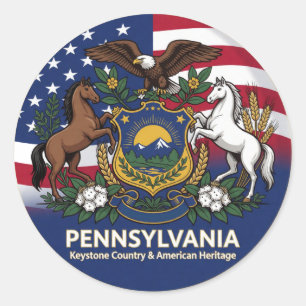 Sticker Rond Fierté du patrimoine de Pennsylvanie Keystone 🌸