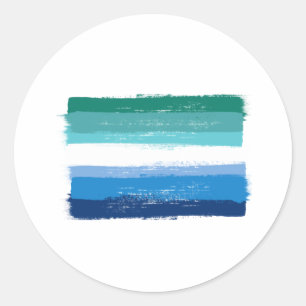 Sticker Rond FIERTÉ GAY MASCULINE PEINTE - Azur