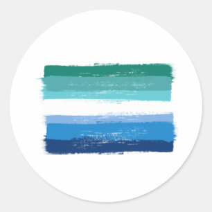 Sticker Rond FIERTÉ GAY MASCULINE PEINTE - Azur