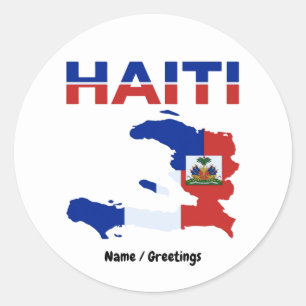 Sticker Rond Fierté haïtienne Drapeau Haïti Carte Design Patrim