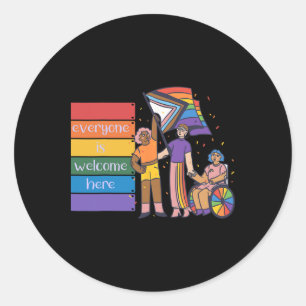 Sticker Rond Fierté Handicap Tout Le Monde Est Bienvenue Ici.pn