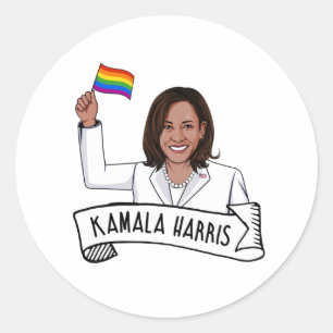 Sticker Rond Fierté heureuse de Kamala Harris