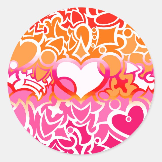 Sticker Rond Fierté lesbienne Sunset Squiggle (Devant)
