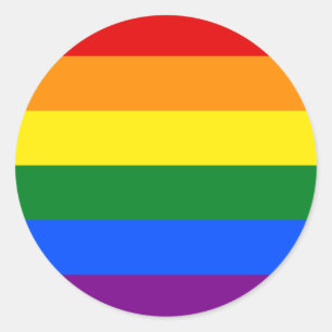 Sticker Rond Fierté LGBT Arc-en-ciel strié