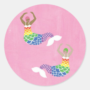 Sticker Rond Fierté Mermaid Arc-en-ciel Tail LGBT Party