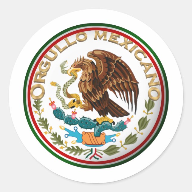 Sticker Rond Fierté Mexicaine (Aigle du Drapeau Mexicain) (Devant)
