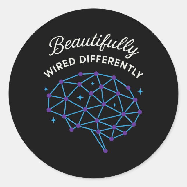 Sticker Rond Fierté neurodivergente Acceptation Tdah Autisme Di (Devant)