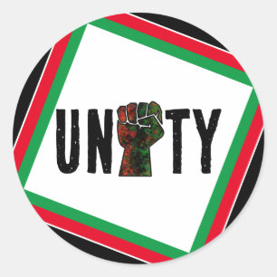 Sticker Rond fierté noire drapeau rouge vert poing panafricain
