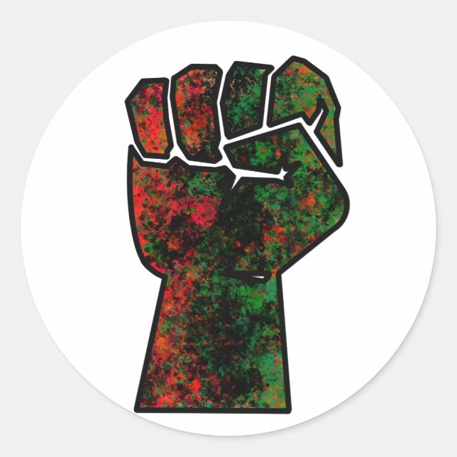Sticker Rond fierté noire drapeau rouge vert poing panafricain  (Devant)