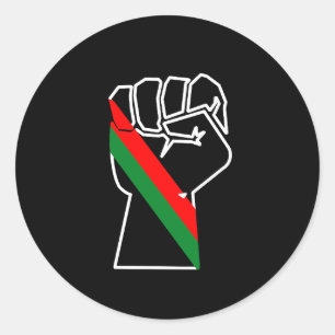 Sticker Rond fierté noire drapeau rouge vert poing panafricain