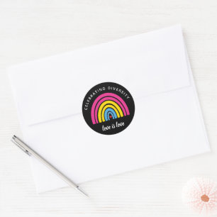 Sticker Rond Fierté Pansexuelle Célébrer la diversité L'amour e