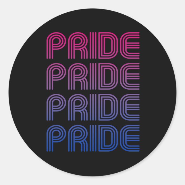 Sticker Rond Fierté Rétro Bisexuelle (Devant)