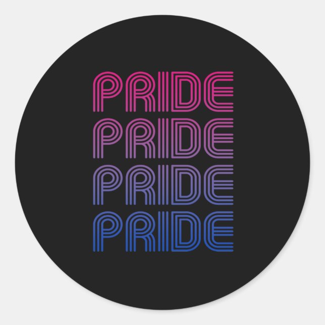 Sticker Rond Fierté Rétro Bisexuelle (Devant)