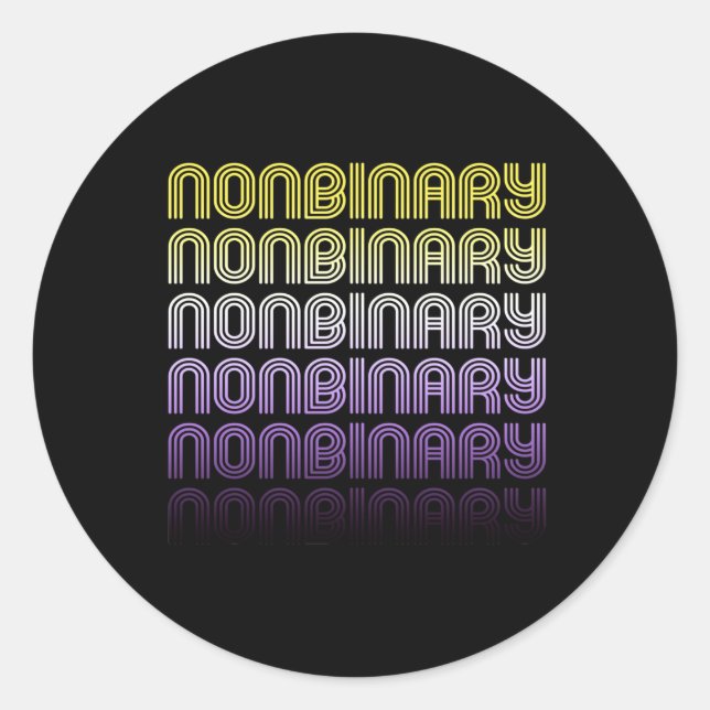 Sticker Rond Fierté Rétro Non Binaire (Devant)
