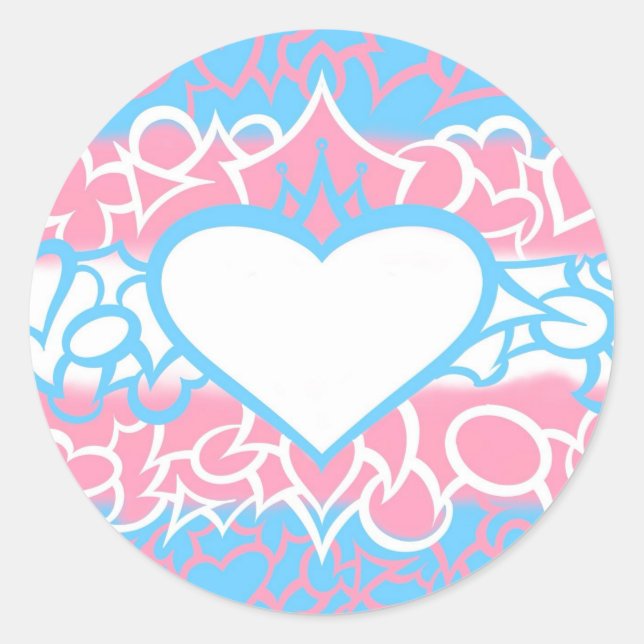 Sticker Rond Fierté Trans Squiggle (Devant)