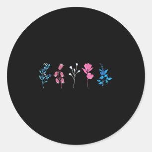 Sticker Rond Fierté transgenre florale, Fleur du drapeau transg
