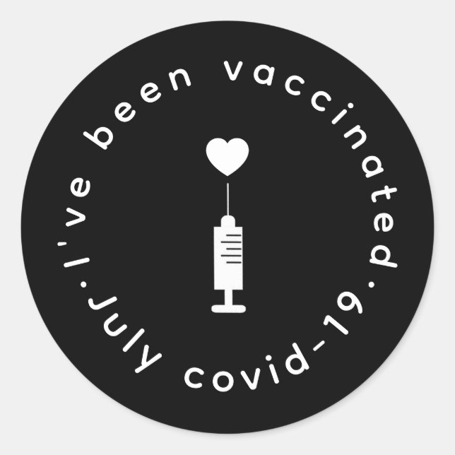 Sticker Rond Fierté vaccinée Design Moderne du Cœur (Devant)