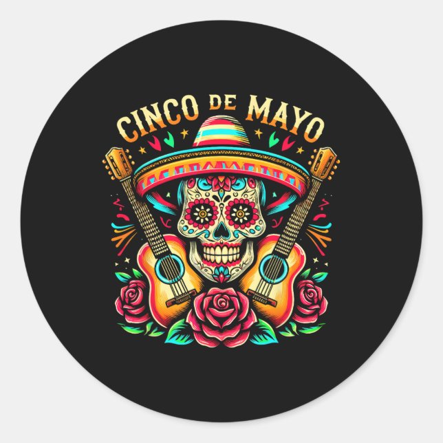Sticker Rond Fiesta 5 De Mayo Cinco De Mayo Mem W (Devant)