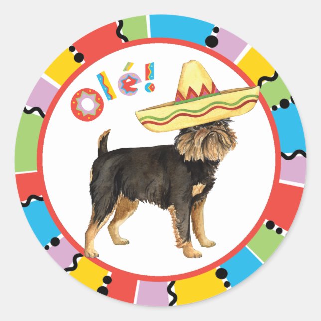 Sticker Rond Fiesta Brussels Griffon (Devant)