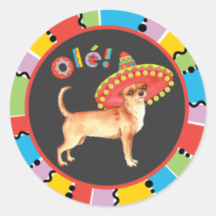 Sticker Rond Fiesta Chihuahua