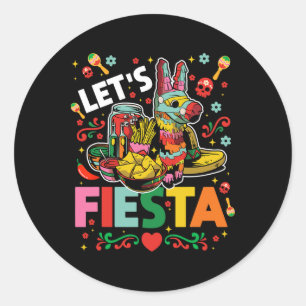 Sticker Rond Fiesta Cinco De Mayo Camisa Mexicana Hombre