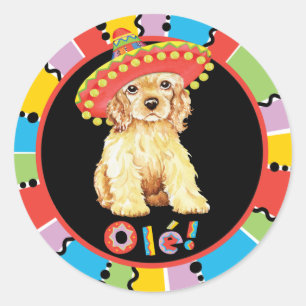 Sticker Rond Fiesta Cocker Spaniel