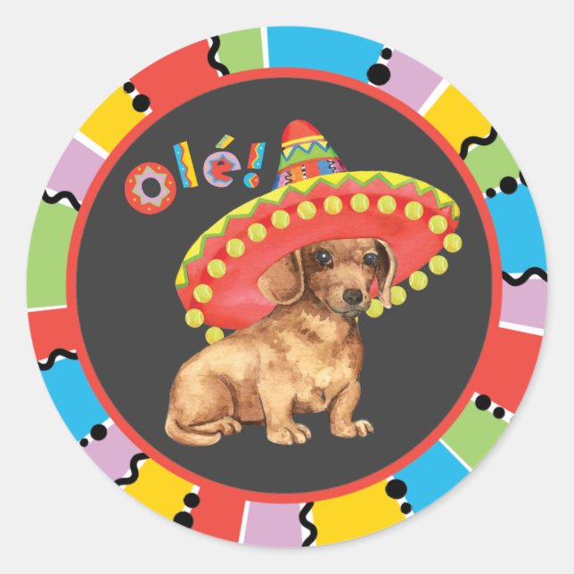 Sticker Rond Fiesta Dachshund (Devant)