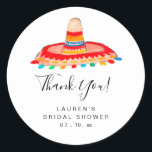 Sticker Rond Fiesta de la mariée de Sombrero Merci<br><div class="desc">Sticker rond classique de la Fiesta Merci Sombrero (Modifier)</div>