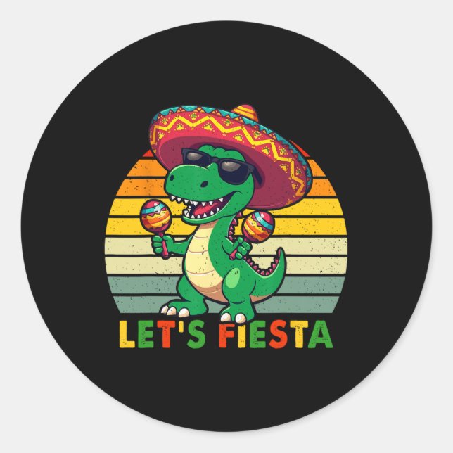Sticker Rond Fiesta Dinosaure Mexicain Cinco De Mayo Toddle (Devant)