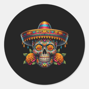 Sticker Rond Fiesta du crâne mexicain Cinco De Mayo